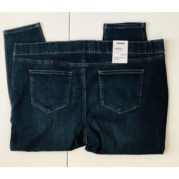 SONOMA WOMENS JEGGING 24W SHORT DEMIN ELASTIC WAIST PULL ON HIGH RISE POCKETS - Picture 8 of 12